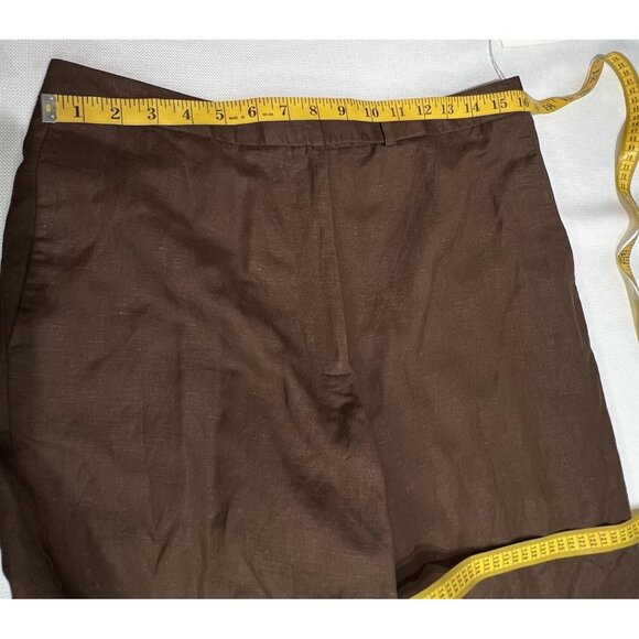 Annie Alexander Vintage Womens Linen Blend Wide Leg Crop Pants Sz 10 Brown Lined - Picture 6 of 15